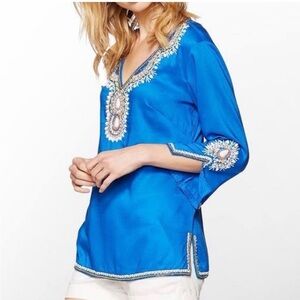 Lilly Pulitzer Vibrant Blue Embellished Tunic
